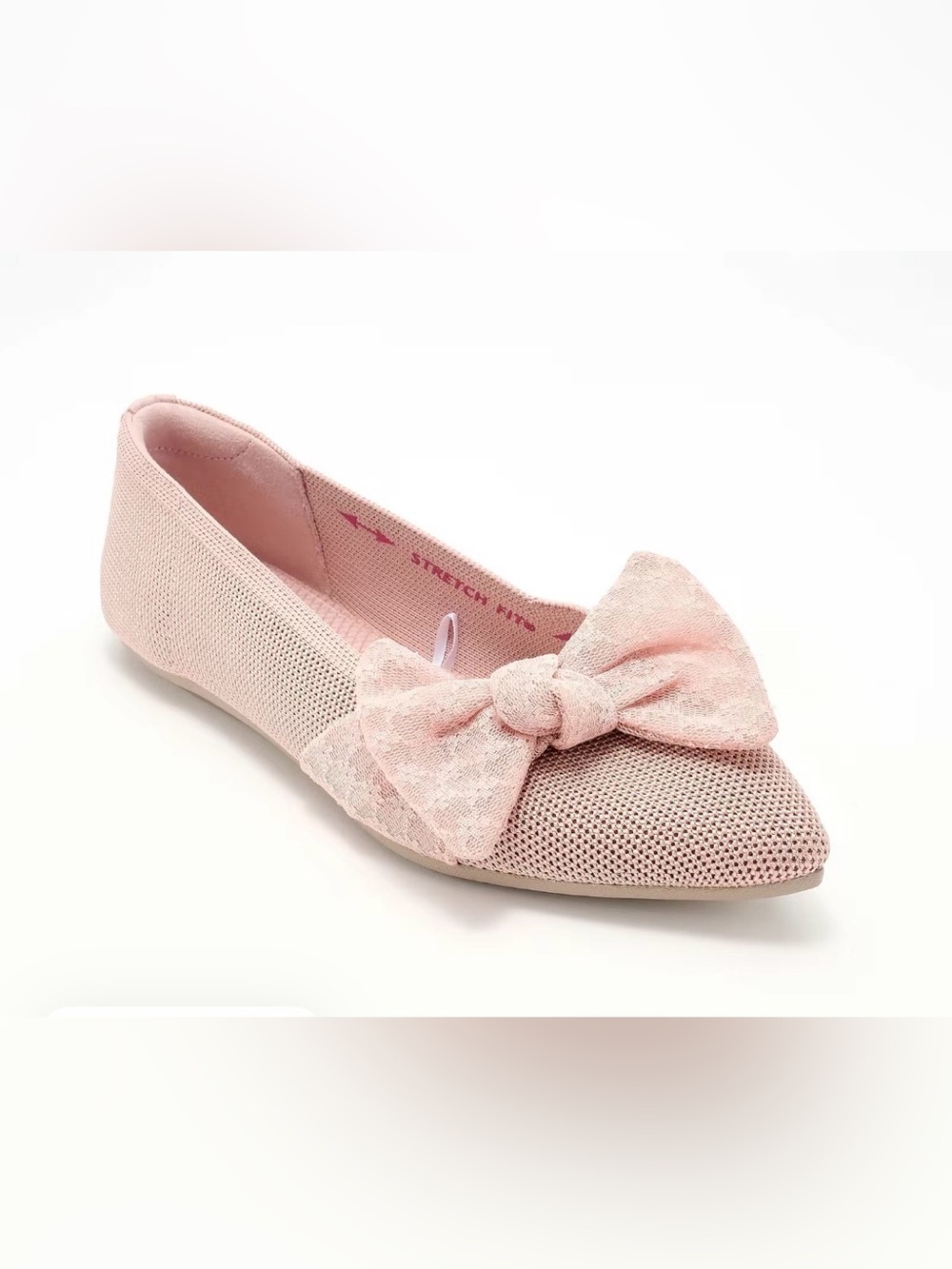 Skechers Women's Light Pink Bow Slip-On Flats